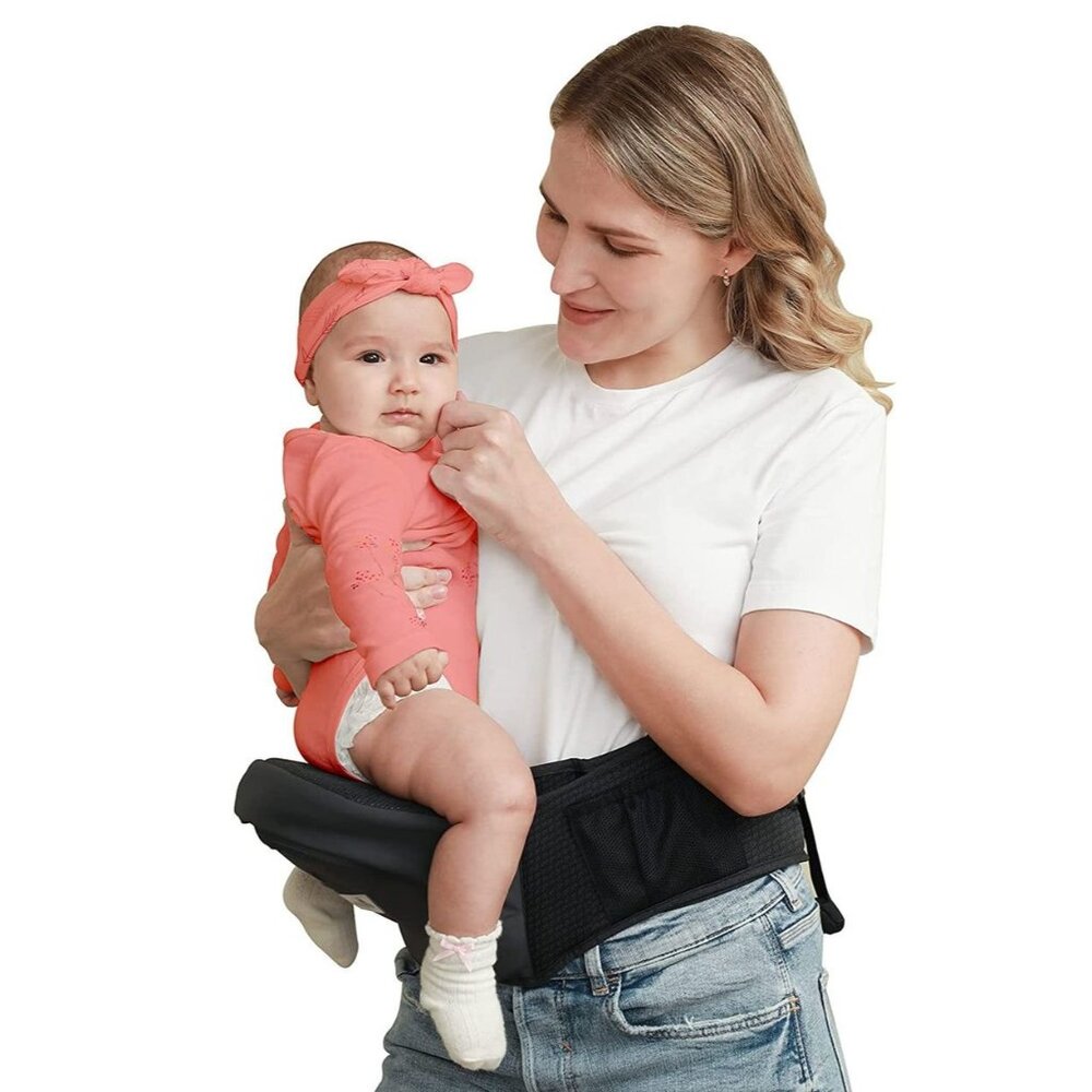 BABY MUST BABY TODDLER SEAT CARRIER MULTI POCKETS ADJUST WAISTBAND ERGONOMIC